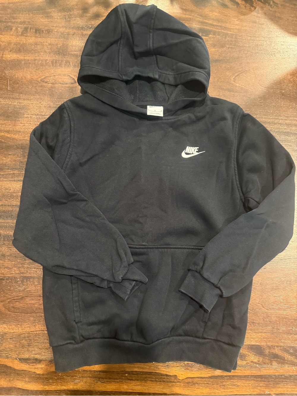 Nike Black Kids Hoodie with White Swoosh